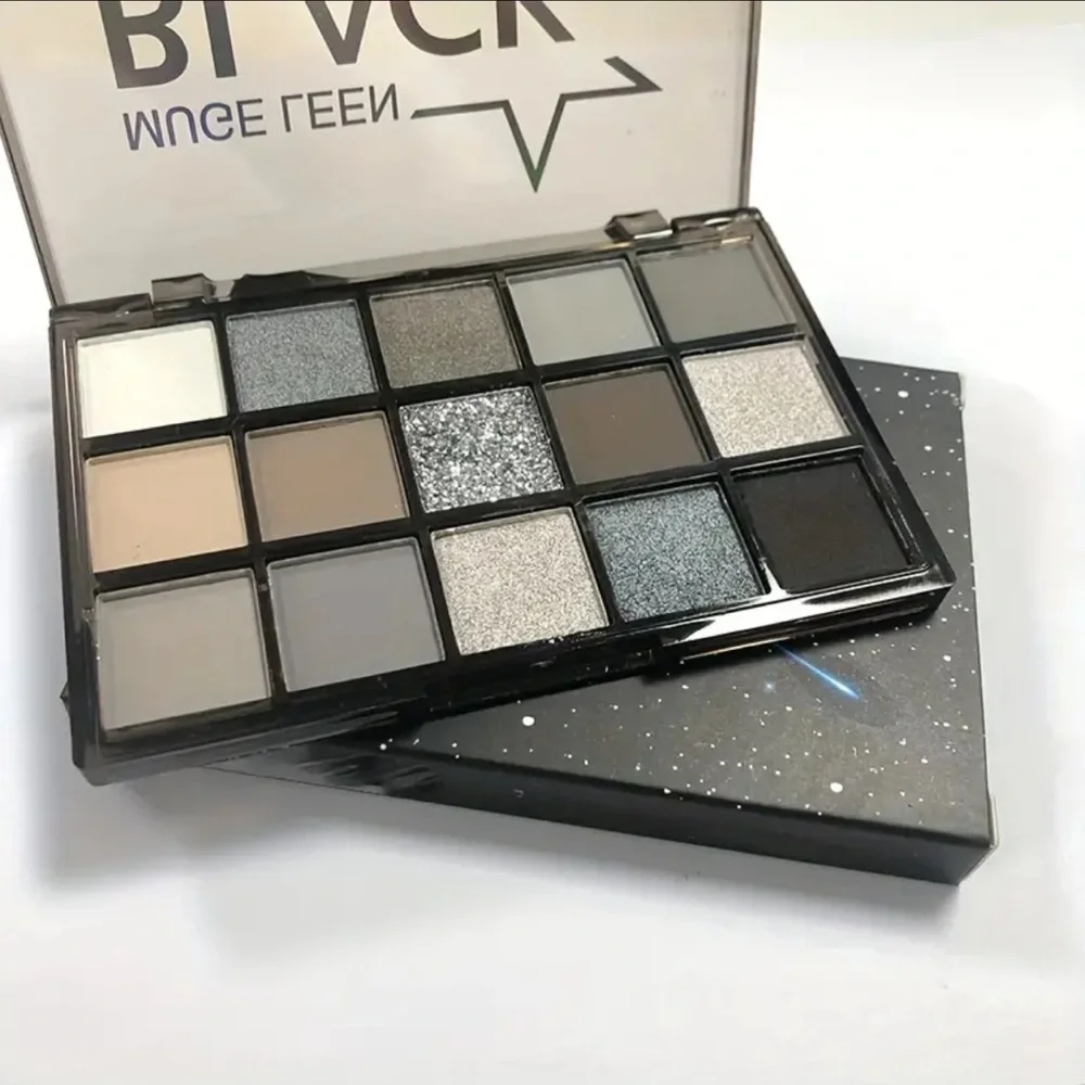 🆕 Muge Leen Black Metal Punk Smoky Black Tone Eyeshadow Palette, 15-colors ☠️